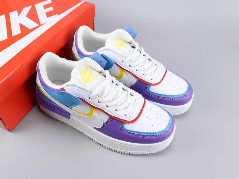 WMNS Nike Air Force 1 Shadow White Blue Yellow Shoes - Click Image to Close